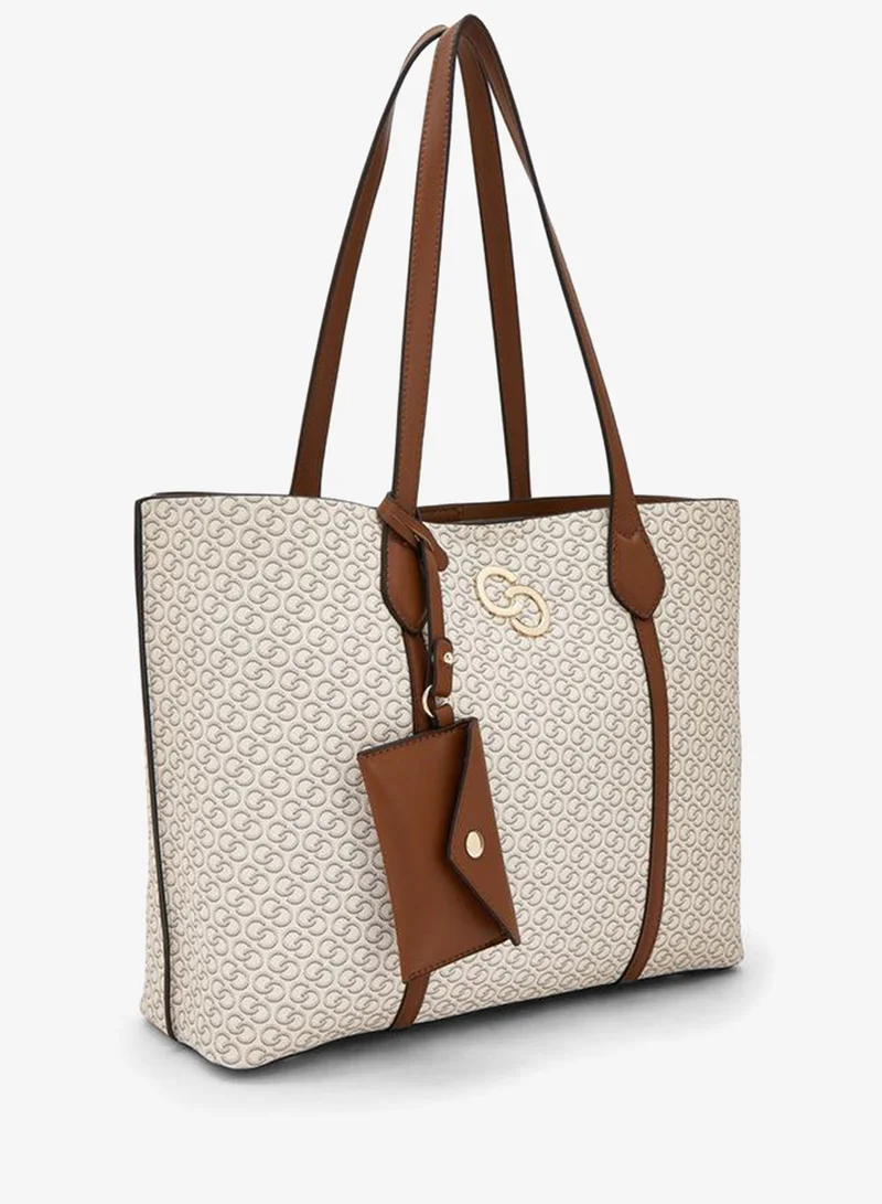 سيليست All-Over Monogram Print Tote Bag With Button Closure And Coin Pouch
