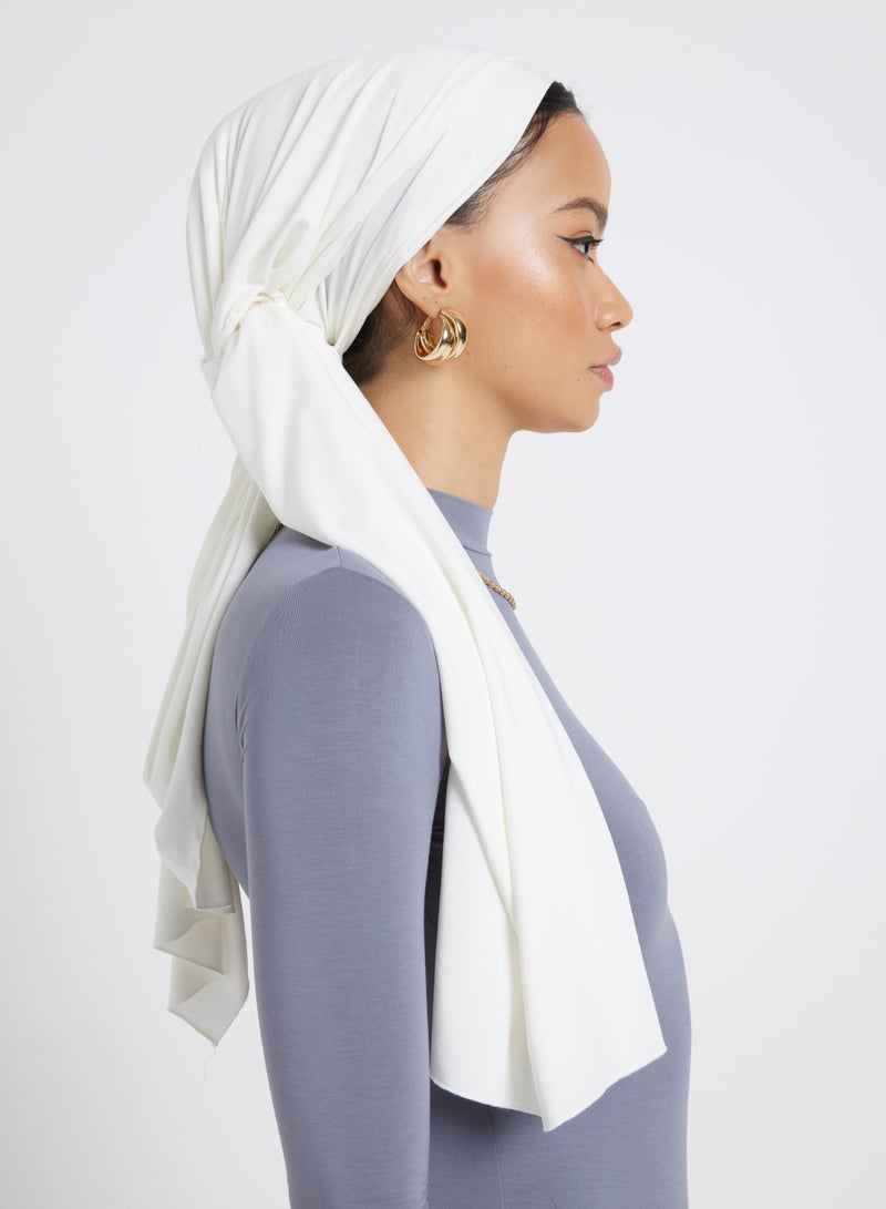 MODEST BEYOND Organic Bamboo Jersey Hijab - Ivory / white  - Image 3