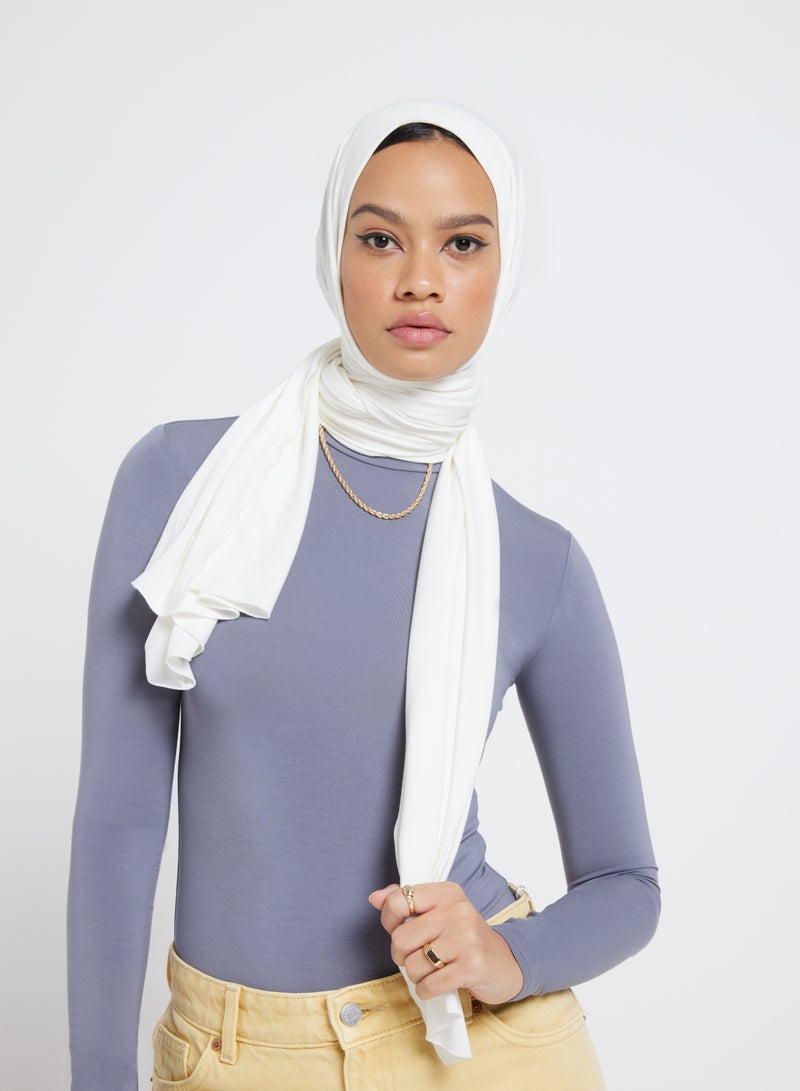 MODEST BEYOND Organic Bamboo Jersey Hijab - Ivory / white  - Image 1