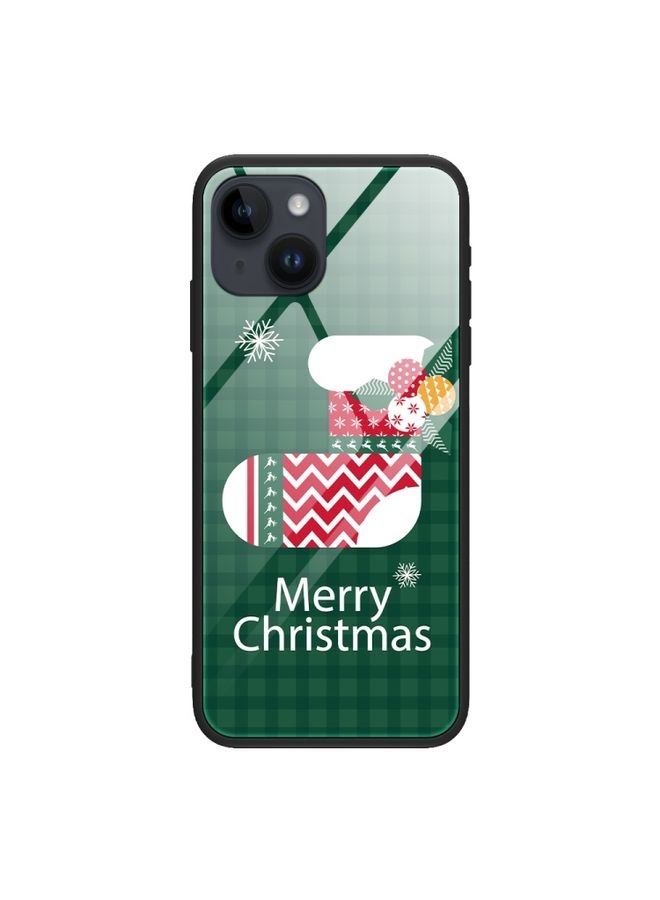 Case Cover For iPhone 14 Christmas Glass Phone Case Christmas Socks 