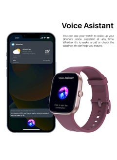 Bonita Smart Watch for Men and Women: 2.1 HD Fitness Tracker with Voice Assistant, Call Function, IP67 Waterproof, Blood Pressure, Heart Rate, and Sleep Monitor - 100+ Sports Modes (purple)  - Image 3