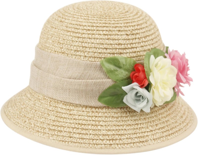 Epoch Women's Gatsby Linen Cloche Hat with Lace Band and Flower - Image 1