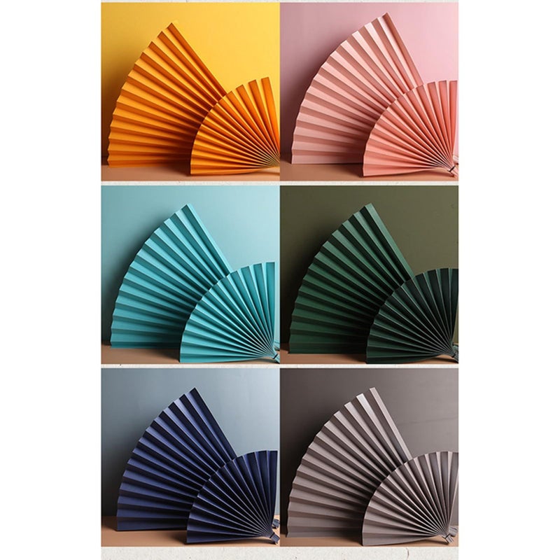 مروحة سيسي جلو المحمولة القابلة للطي، أدوات تصوير فوتوغرافي، تصميم فريد لمروحة يدوية، نمط تباين الألوان، مقاس 21.3x7.1 بوصة، زينة خلفية للصور، منتجات العناية بالبشرة والمكياج، لون وردي فاتح - Image 3