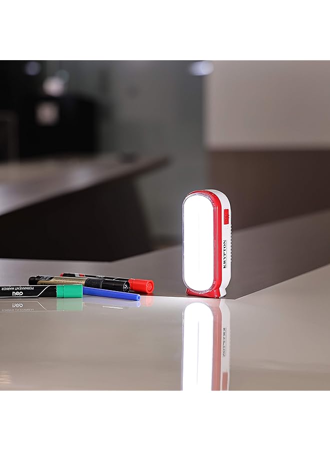 كريبتون فانوس طوارئ LED قابل لإعادة الشحن KNE5127 تصميم لحماية بصر العين فائق السطوع ويعمل لمدة 4 ساعات تصميم صغير محمول وخفيف الوزن 24 قطعة LED عالية الطاقة باللون الأحمر - Image 5