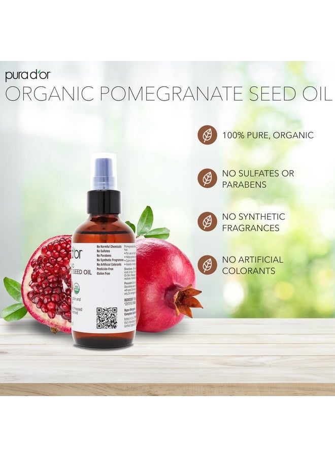 Pura d'or 4 Oz Organic Pomegranate Oil - 100% Pure Usda Certified Premium Grade Cold Pressed Pomegranate Oil - Organic Body Oil For Hair, Face, & Skin - Hair Moisturizer Pure Cleansing Oil - Scar Oil - Image 2