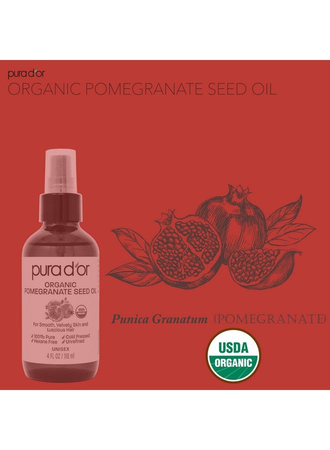 Pura d'or 4 Oz Organic Pomegranate Oil - 100% Pure Usda Certified Premium Grade Cold Pressed Pomegranate Oil - Organic Body Oil For Hair, Face, & Skin - Hair Moisturizer Pure Cleansing Oil - Scar Oil - Image 3