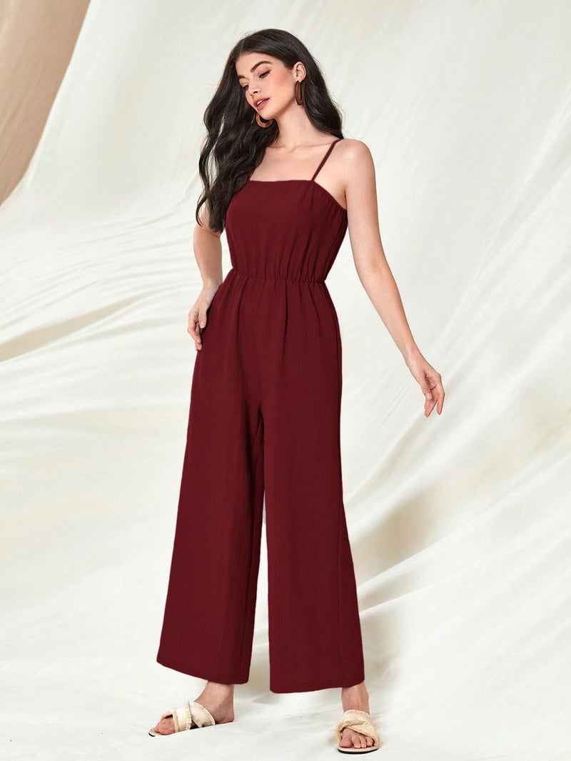 TOPLOT Women's Jumpsuit Co-ord Set | Soft Breathable Feel | Comfortable Fit with Easy Movement | Stylish One-Piece Outfit Design | Perfect for Casual & Travel (Jump-Suit-5225-Maroon-S) - Image 2