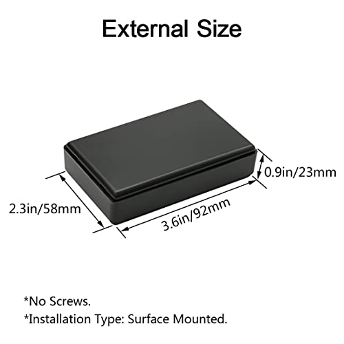 LeMotech Project Box, 5 Pieces ABS Electrical Box Small Junction Box for Electronics PCB Case,Electronic Hobby Box Black, Outside Size 3.6 x 2.3 x 0.9 inch (92 x 58 x 23 mm) - Image 2