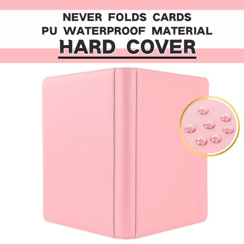 KUOOKING Top loader Binder, Holds 128+ Toploaders, 4 Pocket Top Loader Card Storage Case, Double-Sided Pockets for trading card in 3 x 4'' Toploadersï¼ˆPinkï¼‰ - Image 3