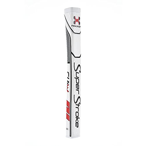 Super Stroke SuperStroke Traxion Claw® Golf Putter Grip, White/Red (Claw® 1.0) | Advanced Surface Texture That Improves Feedback and Tack | Minimize Grip Pressure with a Unique Parallel Design | Tech-Port - Image 1
