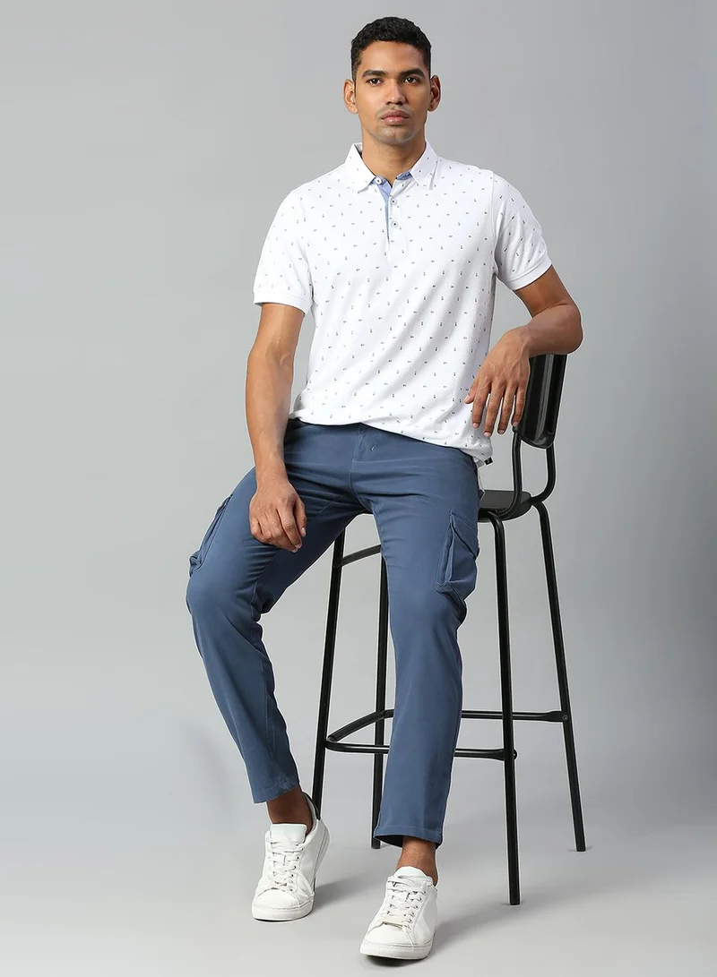 Dennis Lingo  Men's Petrol Blue Tapered Fit Cargo Trousers - Casual, Full-Length for Men | Best Price UAE