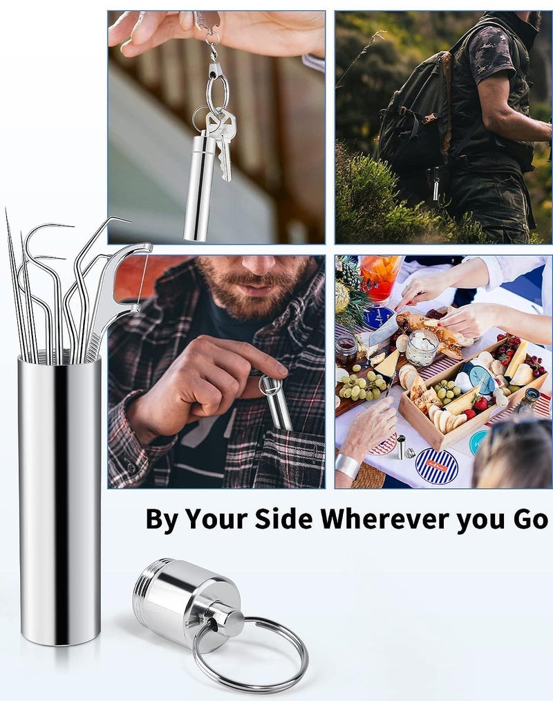 SHREESAMP 7 in 1 Stainless Steel Toothpicks Tool For Teeth Cleaning Kit Oral Dental Tooth Personal Care Hygiene Tools Set Flosser For Teeth Braces Cleaning Reuseable Teeth Set [ 10 x1.5x1.5 CM ] - Image 5