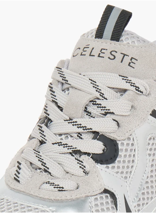 Celeste Womens Panelled Lace-Up Low Ankle Sneakers