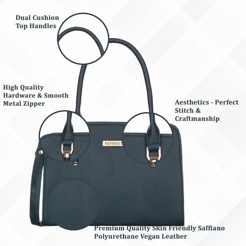 Keywest Women's Squarish Satchel Tote Handbag for Women | Ladies purse | Stylish Shoulder Bag | Gift For Woman | Blue - Image 2