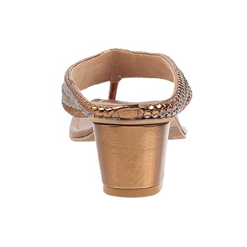Mochi Women Ant Gold Block Heel Ethnic Sandal UK/6 EU/39 (40-1) - Image 4