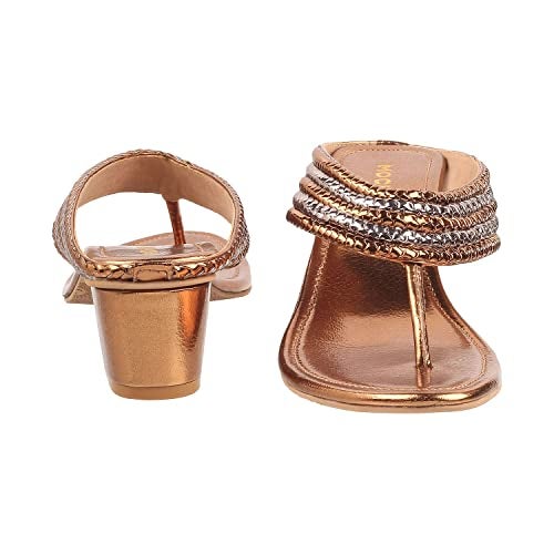 Mochi Women Ant Gold Block Heel Ethnic Sandal UK/6 EU/39 (40-1) - Image 5