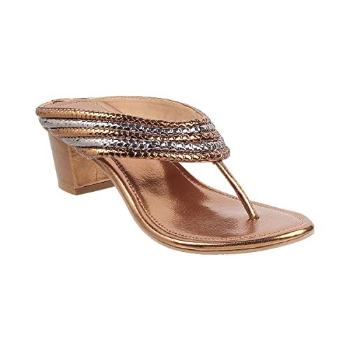 Mochi Women Ant Gold Block Heel Ethnic Sandal UK/6 EU/39 (40-1) - Image 2
