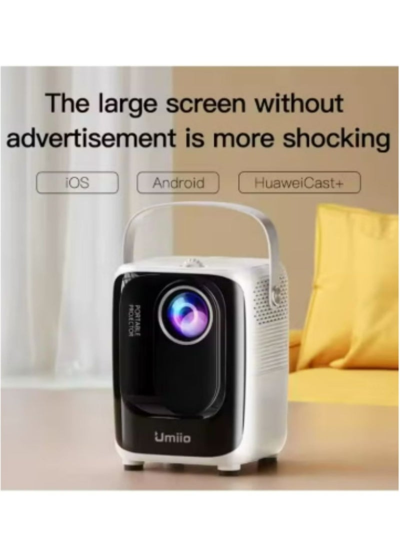 Umiio A007 Portable Smart Intelligence Projector Full HD 1080P, Android Video Projector with 5G WiFi & Bluetooth, Compatible With iOS Android HuaweiCast Suitable for Outdoor Meeting and Home Theater -White  - Image 3