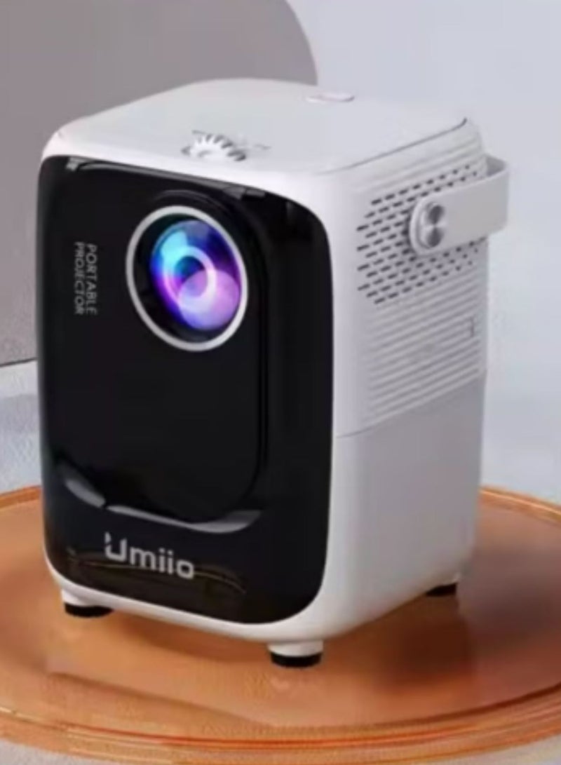 Umiio A007 Portable Smart Intelligence Projector Full HD 1080P, Android Video Projector with 5G WiFi & Bluetooth, Compatible With iOS Android HuaweiCast Suitable for Outdoor Meeting and Home Theater -White  - Image 1