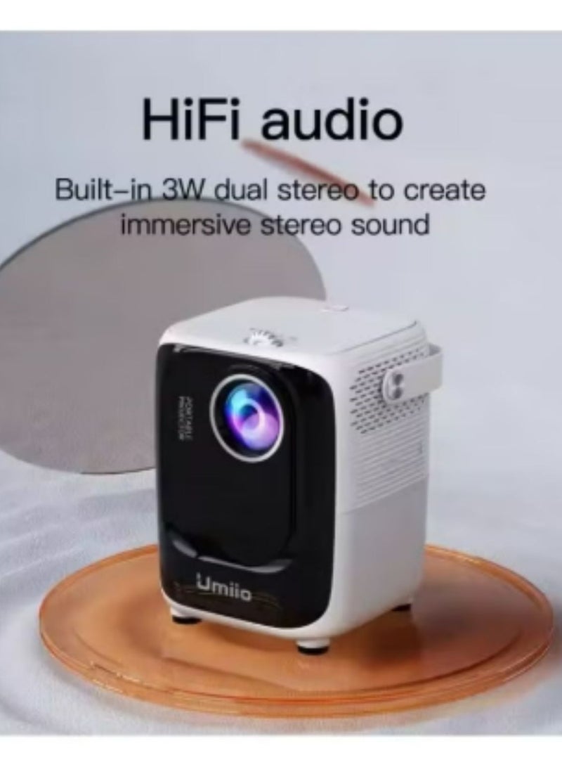 Umiio A007 Portable Smart Intelligence Projector Full HD 1080P, Android Video Projector with 5G WiFi & Bluetooth, Compatible With iOS Android HuaweiCast Suitable for Outdoor Meeting and Home Theater -White  - Image 5