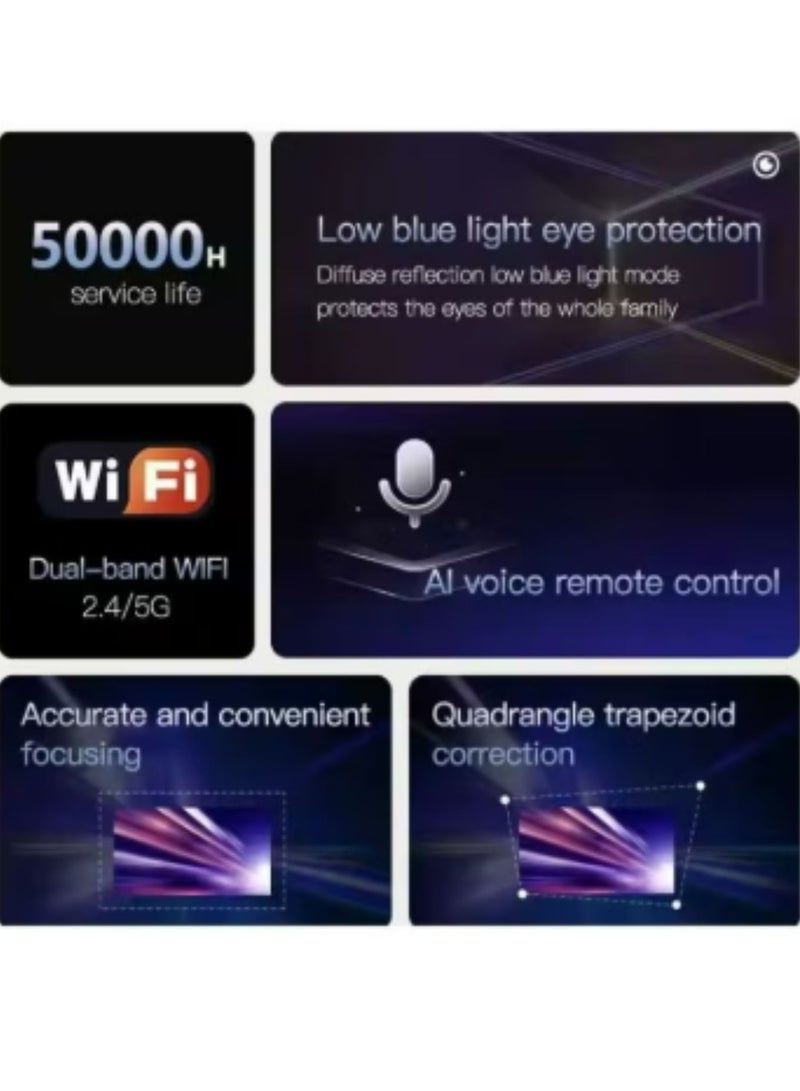 Umiio A007 Portable Smart Intelligence Projector Full HD 1080P, Android Video Projector with 5G WiFi & Bluetooth, Compatible With iOS Android HuaweiCast Suitable for Outdoor Meeting and Home Theater -White  - Image 4