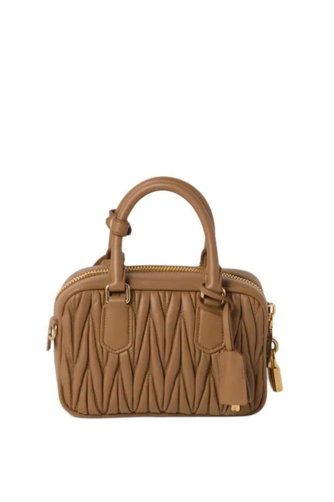 مياو مياو حقيبة Arcadie من جلد النابا المبطّن حقيبة يد علوية مع حزام كتف - Image 3