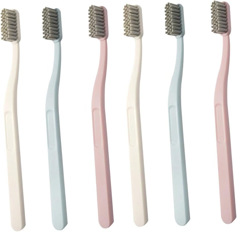 6 قطع فرش أسنان بفحم الخيزران فائقة النعومة مريحة للاستخدام للكبار بالجملة مغلفة بشكل فردي - Image 1