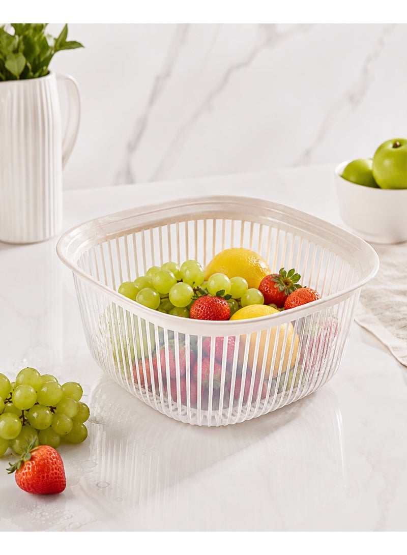2.5-Liter Square Plastic Vegetable and Fruit Washing Basket Colander - Draining, Storage, and Serving Bowl for Kitchen Organization - Image 4