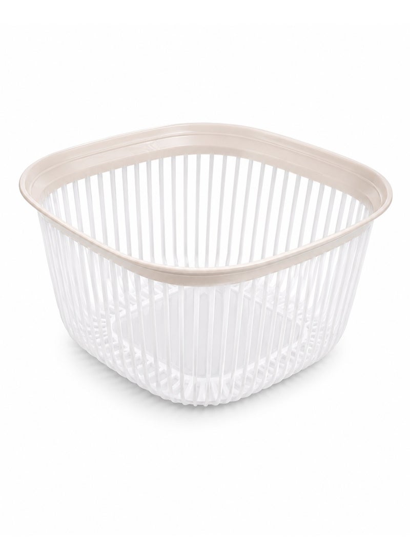 2.5-Liter Square Plastic Vegetable and Fruit Washing Basket Colander - Draining, Storage, and Serving Bowl for Kitchen Organization - Image 1