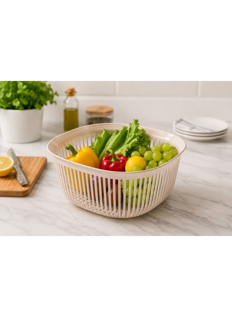 2.5-Liter Square Plastic Vegetable and Fruit Washing Basket Colander - Draining, Storage, and Serving Bowl for Kitchen Organization - Image 3
