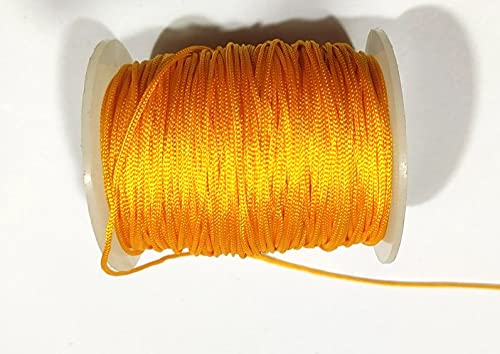 OMX Nylon 1mm Macrame Cord 125 Meters Nylon Chinese Knotting Cord 1mm Thick for Macrameideally Used for Jewelry Making Bags and Various Other Craft Projects Yellow Turmeric Laddu - Image 1