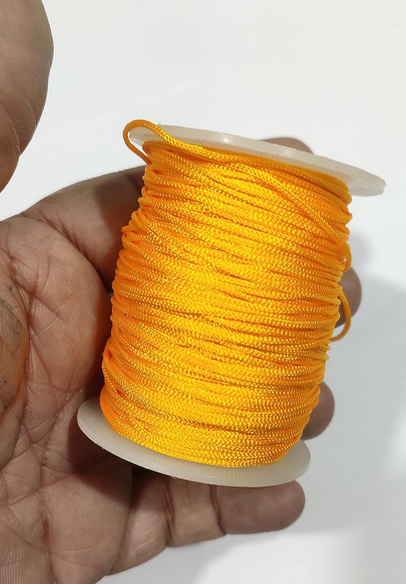 OMX Nylon 1mm Macrame Cord 125 Meters Nylon Chinese Knotting Cord 1mm Thick for Macrameideally Used for Jewelry Making Bags and Various Other Craft Projects Yellow Turmeric Laddu - Image 2