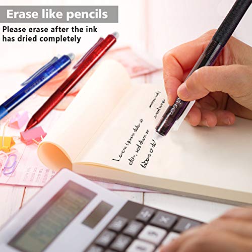 Lineon Erasable Gel Pens, 15 Pack Retractable Erasable Pens Clicker, Fine Point, Make Mistakes Disappear, 11 Black 2 Blue 2 Red Inks for Writing Planner and Crossword Puzzles… - Image 4