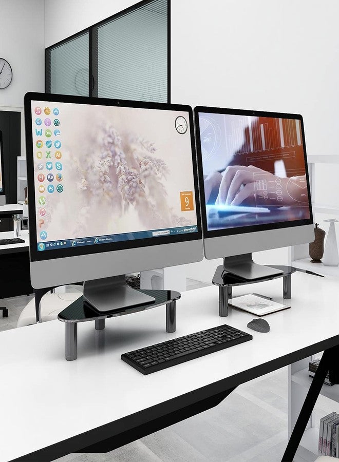 Hemudu 2 Pack Computer Monitor Riser | Triangle Save Space Desktop Corner Stand for Computer Monitor & Laptop Black HD01B-203 - Image 3