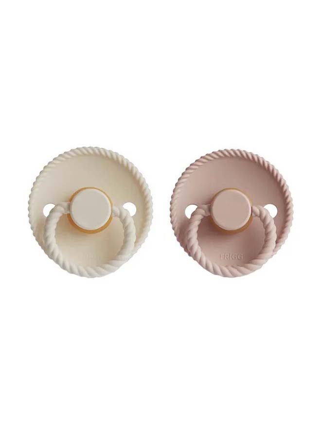 FRIGG Rope Latex Baby Pacifier 6-18M 2-Pack Blush/Cream - Size 2