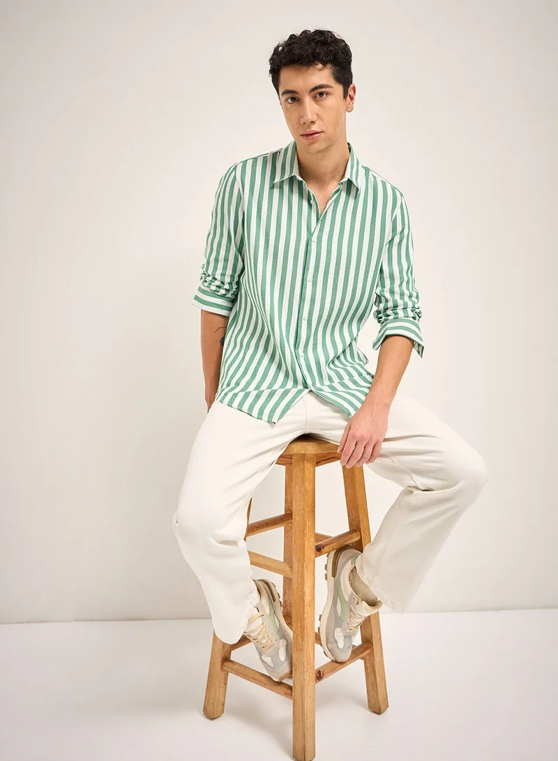THE BEAR HOUSE  Cotton Shirt for Men | Slim Fit, Long Sleeve, Casual or Formal Button-Down | Soft, Breathable Fabric for Work, Everyday, & All-Season Wear in Stylish for Men | Best Price UAE