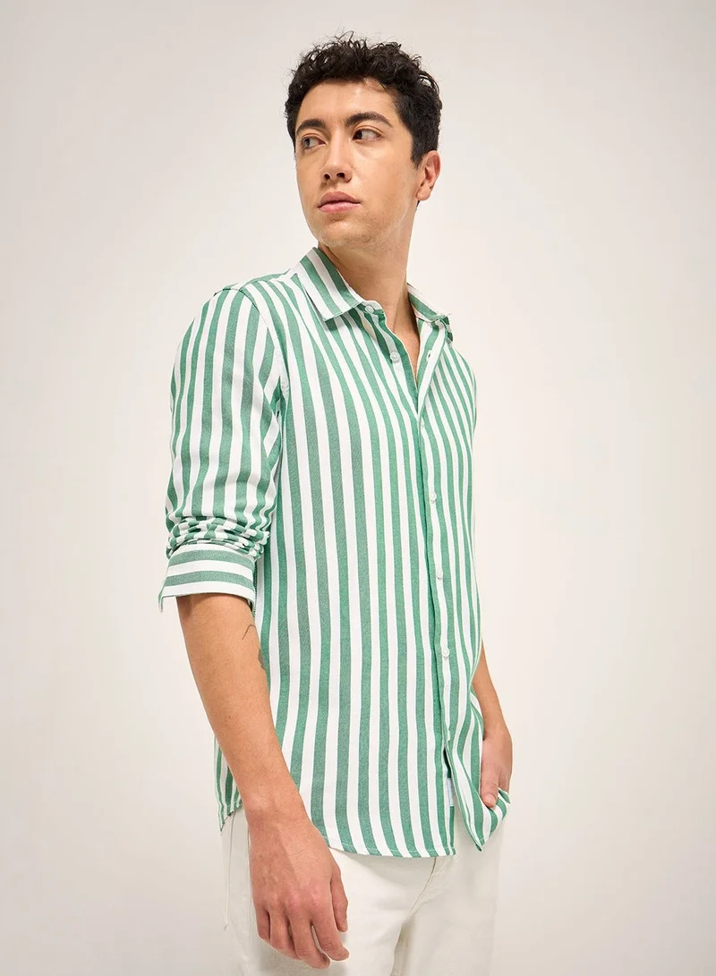 THE BEAR HOUSE  Cotton Shirt for Men | Slim Fit, Long Sleeve, Casual or Formal Button-Down | Soft, Breathable Fabric for Work, Everyday, & All-Season Wear in Stylish for Men | Best Price UAE