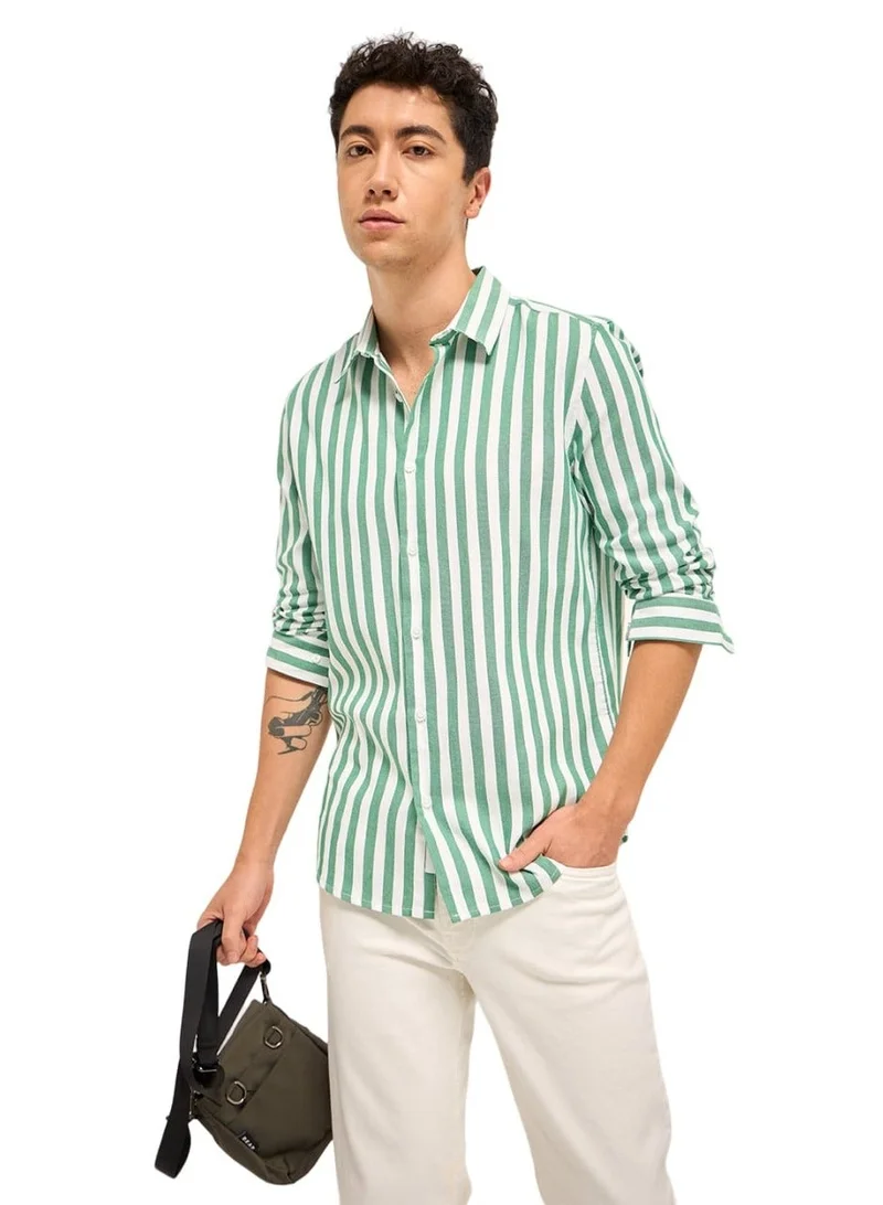 Cotton Shirt for Men | Slim Fit, Long Sleeve, Casual or Formal Button-Down | Soft, Breathable Fabric for Work, Everyday, & All-Season Wear in Stylish