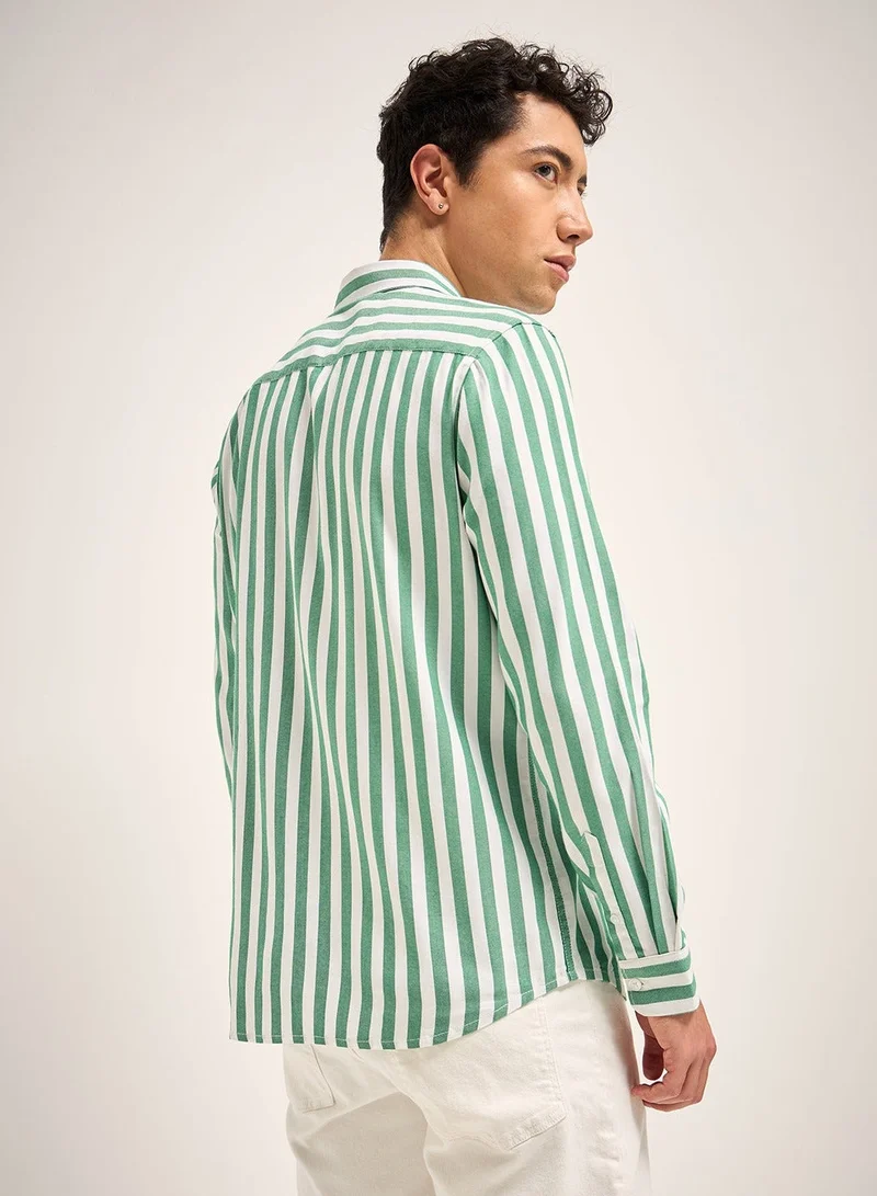 THE BEAR HOUSE  Cotton Shirt for Men | Slim Fit, Long Sleeve, Casual or Formal Button-Down | Soft, Breathable Fabric for Work, Everyday, & All-Season Wear in Stylish for Men | Best Price UAE