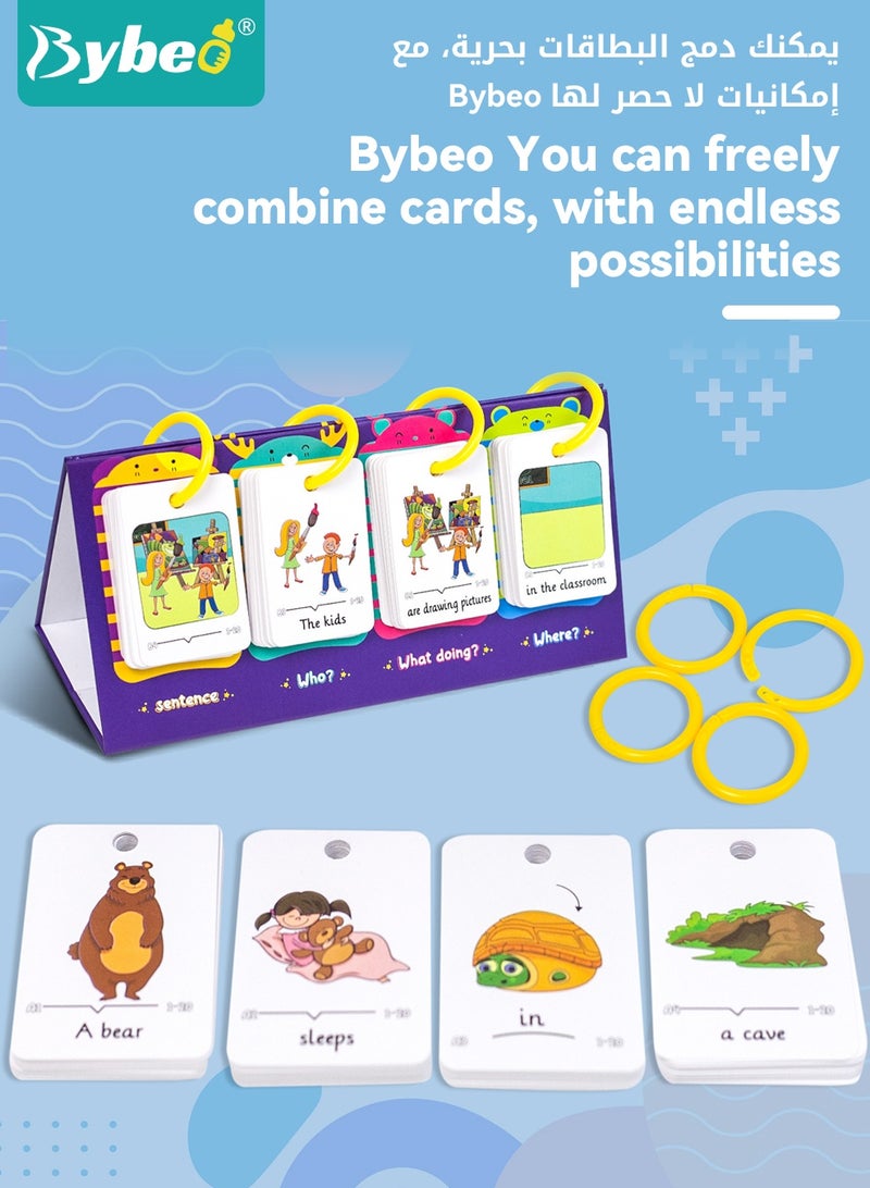 Bybeo 80PCS Educational Flash Cards for Kids, English Learning Flash Cards, Toddler Learning Activity, Basic Sentence Building and Vocabulary Cards, Kids Educational Toy for 3~6 Years Boys and Girls - Image 2