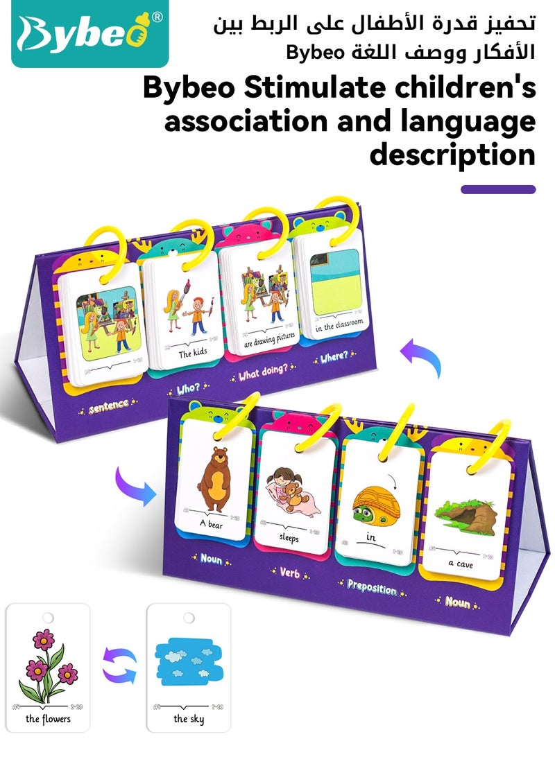 Bybeo 80PCS Educational Flash Cards for Kids, English Learning Flash Cards, Toddler Learning Activity, Basic Sentence Building and Vocabulary Cards, Kids Educational Toy for 3~6 Years Boys and Girls - Image 4