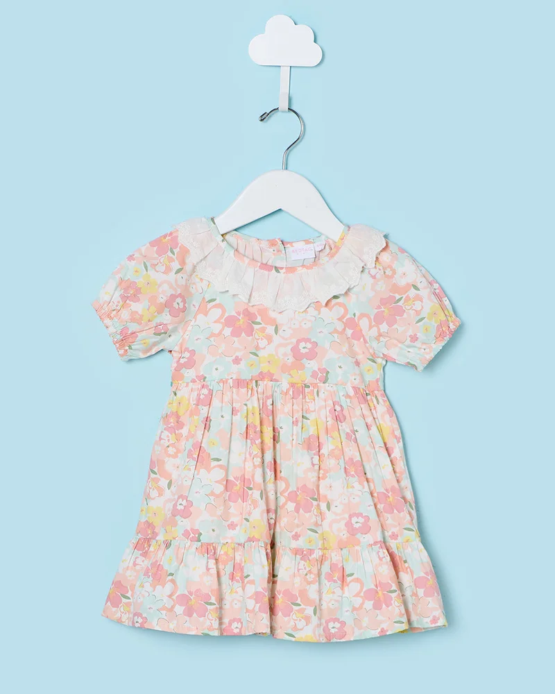 ردتاغ Infant Girls Green Printed Dress