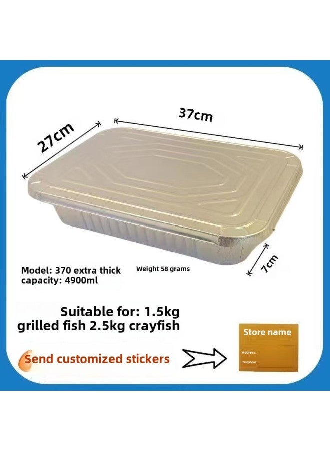 Disposable Take-out Grilled Fish Suit Grilled Fish Holder Rectangular Crayfish Tin Paper Plate Small Hot Pot Grilled Fish Plate-Color:4900 Plates (including Cover) + Bracket + Single Head Lamp (2 Pieces) + Color Printed Suitcase - Image 3