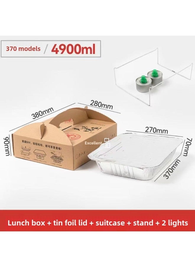 Disposable Take-out Grilled Fish Suit Grilled Fish Holder Rectangular Crayfish Tin Paper Plate Small Hot Pot Grilled Fish Plate-Color:4900 Plates (including Cover) + Bracket + Single Head Lamp (2 Pieces) + Color Printed Suitcase - Image 1