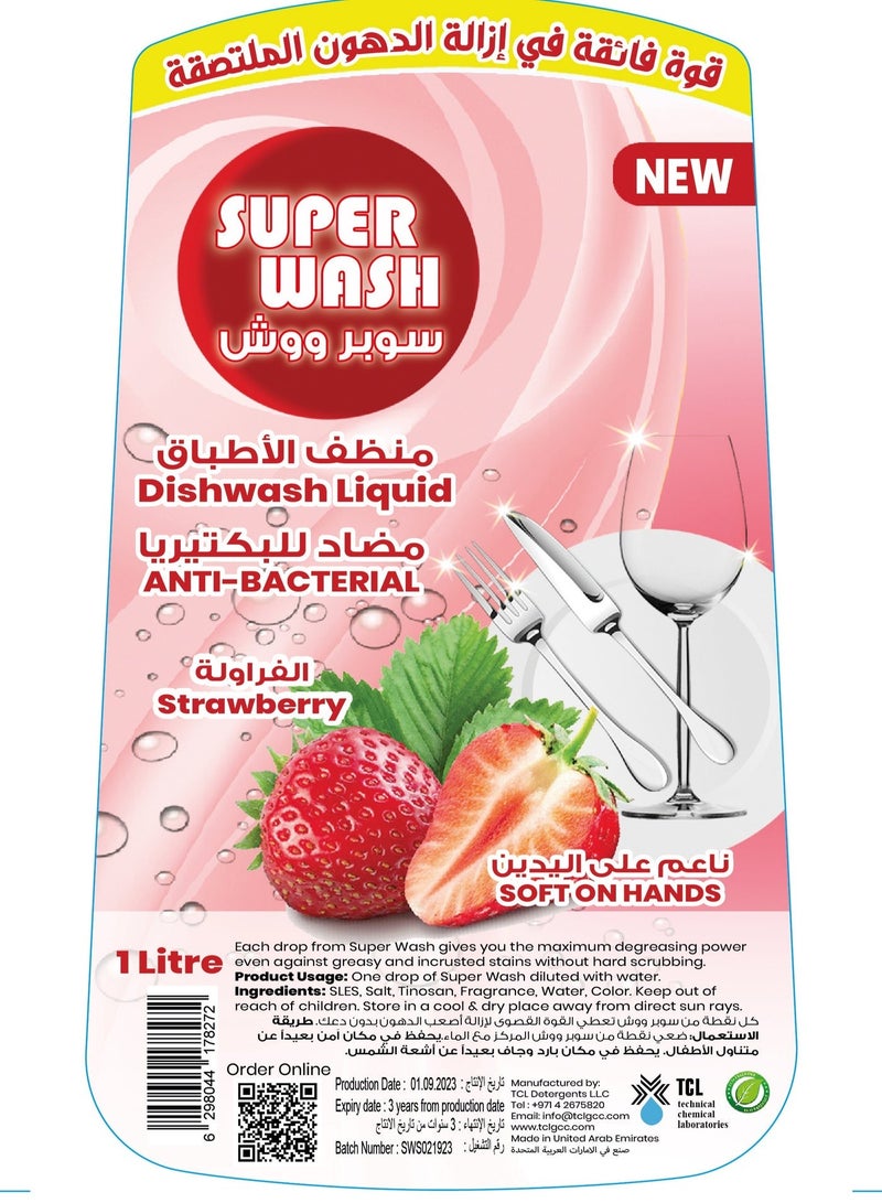 TCL Superwash Strawberry - Dishwash Liquid Soap 1LT - Image 2