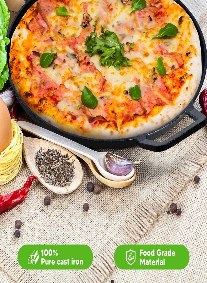 Onlyfire Chef Onlyfire Cast Iron Pizza Pan, 14 Inch Baking Pan with Handles, Pre-Seasoned Skillet Round Griddle Pan for Grill BBQ, Baking Stove and Oven - Image 5
