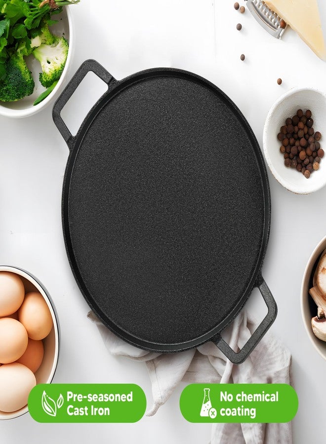 Onlyfire Chef Onlyfire Cast Iron Pizza Pan, 14 Inch Baking Pan with Handles, Pre-Seasoned Skillet Round Griddle Pan for Grill BBQ, Baking Stove and Oven - Image 4