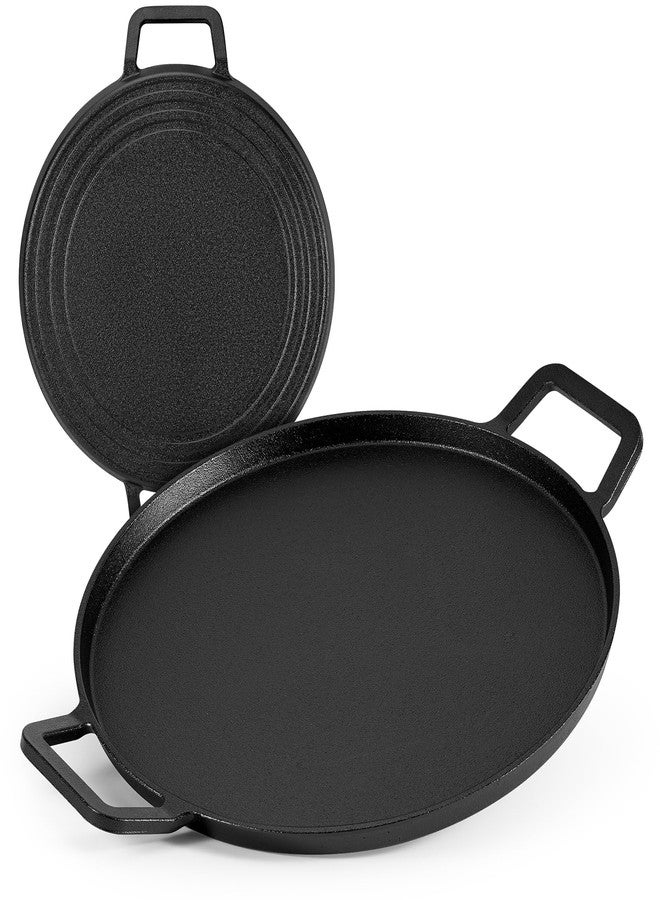 Onlyfire Chef Onlyfire Cast Iron Pizza Pan, 14 Inch Baking Pan with Handles, Pre-Seasoned Skillet Round Griddle Pan for Grill BBQ, Baking Stove and Oven - Image 2