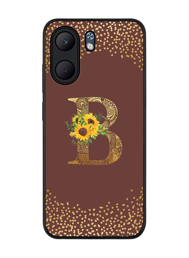 Stylizedd For Oppo A5x 5G / A5x 4G Case,Slim fit Camera Protection, Shockproof Thin Phone cover  - Custom Floral Monogram - B  (Brown )