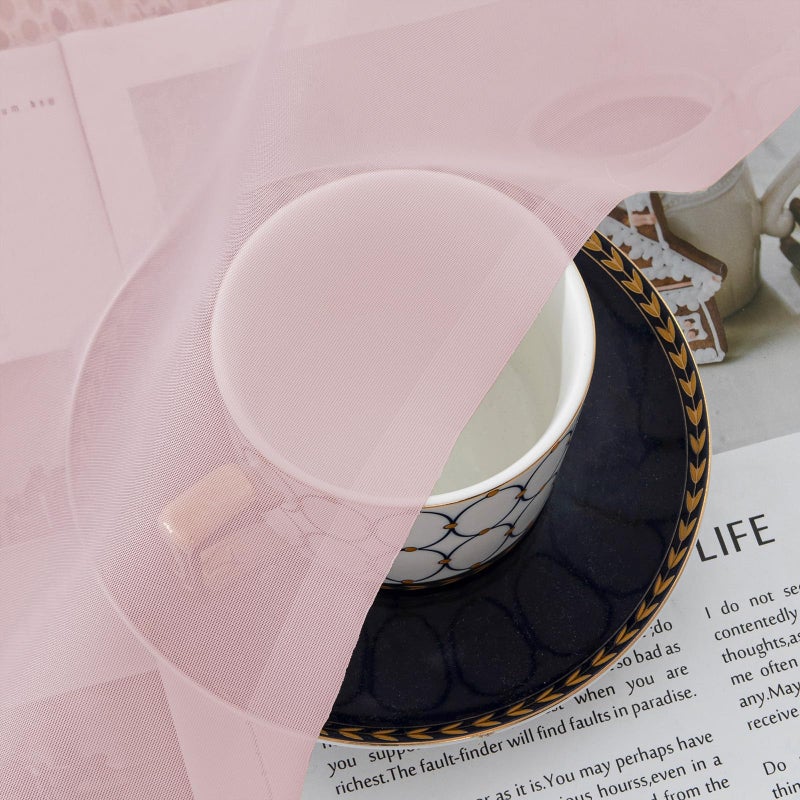 OVZME Blush Pink Sheer Curtains 45 Inches Long 2 Panels - Soft Light Filtering Window Sheer Panels for Living Room/Bedroom  Top Dual Rod Pocket  1 Pair  Each 42Wx45L Inches - Image 4